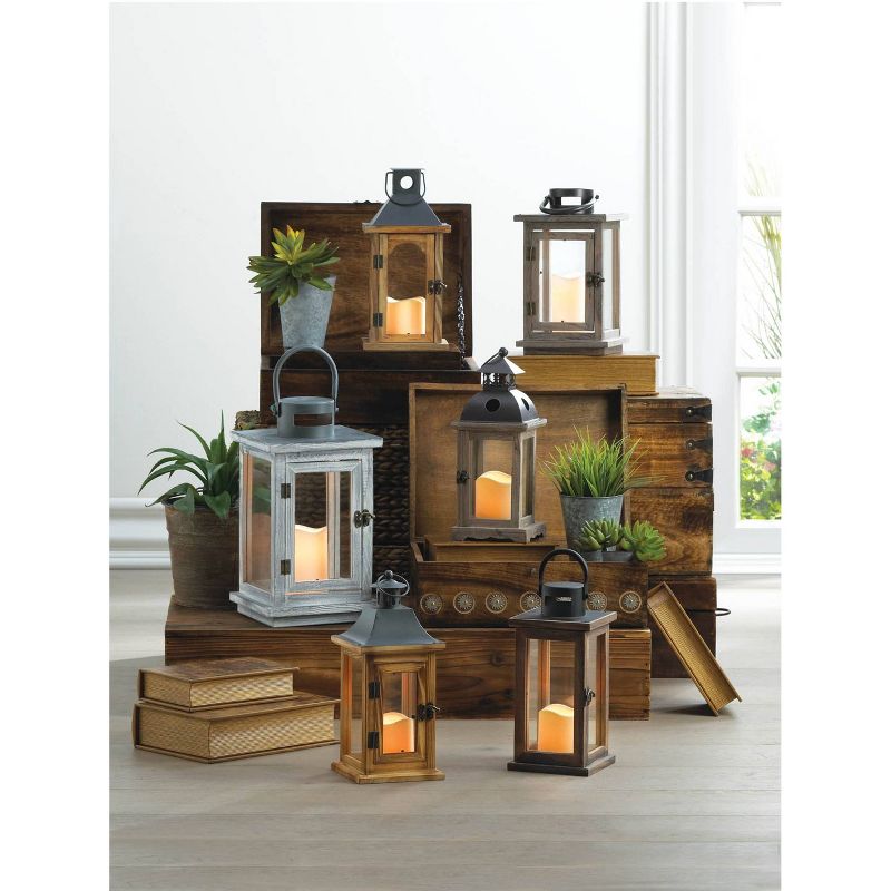 7.1&#34; Wood Lodge Outdoor Lantern with LED Candle Brown - Zingz &#38; Thingz, 4 of 7