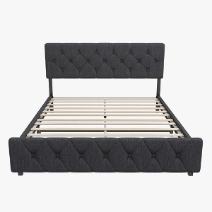 WhizMax Bed Frame with Type-C & USB Ports, Wooden Slats Support, Linen Fabric Wrap, No Box Spring Needed, Easy Assembly - 1 of 4