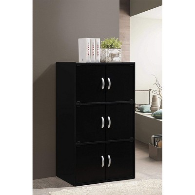 Kids' Playtime Black Wood 6-Door Storage Cabinet with Cubes