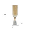 HomeRoots 19" Gold And White Glass And Marble Table Vase - 3 of 4