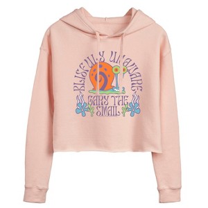 Women's - SpongeBob SquarePants - Gary Blissfully Unaware Cropped Graphic Hoodie - 1 of 4