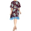 LA LEELA Women's Summer Open Front Vacation Beachwear Bathing Suit Boho Beach Duster Holiday Cover ups Cardigan XL-XXL Purple, Floral - 4 of 4