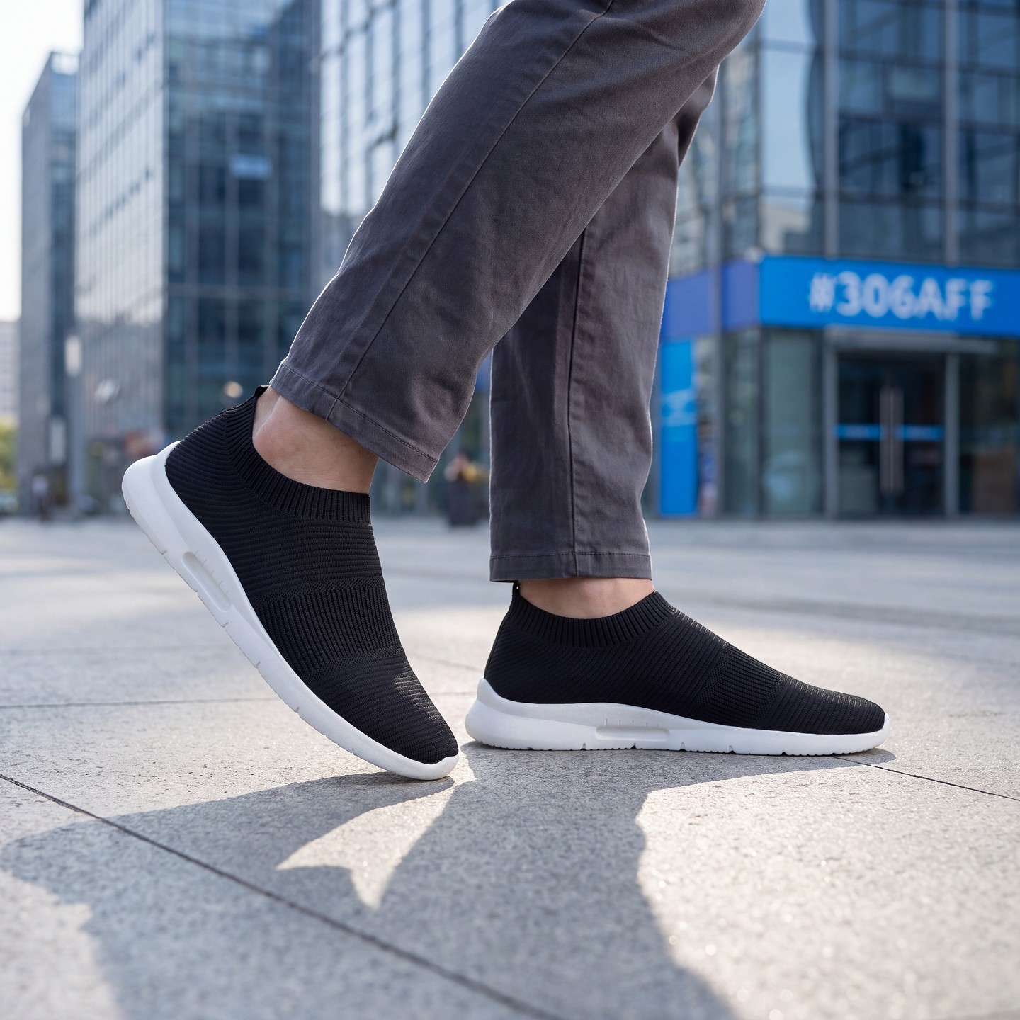 Мужские кроссовки BLISSFUL STEP Athletic Shoe Casual Breathable Lightweight Fashion Sneakers 9 Black White, цвет: Чёрный — фото 2