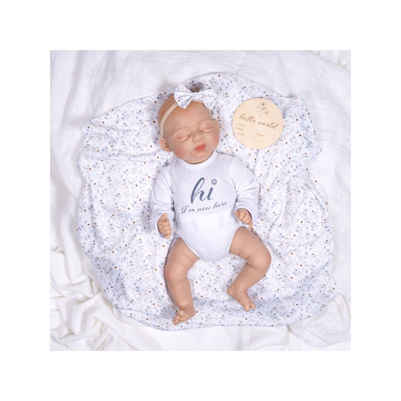 Paradise Galleries Realistic Reborn Baby Doll, Ping Lau Designer's Doll, Comes with Onesie, Floral Blanket, Bow, Beanie and Pacifier - Hello World, 1 of 9