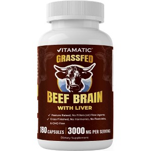 Vitamatic Grass Fed Beef Brain with Liver - 180 Capsules - 1 of 4