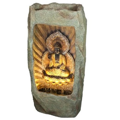 Northlight 39.25" Gold and Gray LED Lighted Buddha Outdoor Garden Water Fountain