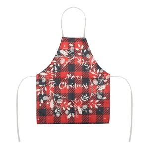 Unique Bargains Christmas Aprons Linen Red Black Beige 21.65"x26.77" 1 Pcs - 1 of 4
