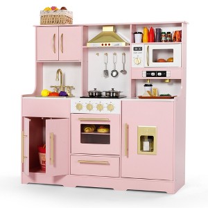 Kinder King Wooden Kids Play Kitchen, Toy Kitchen Playset for Toddler, Realistic Kitchen Sets w/Lights & Sounds, Gift for Boys Girls Age 3+ - 1 of 4