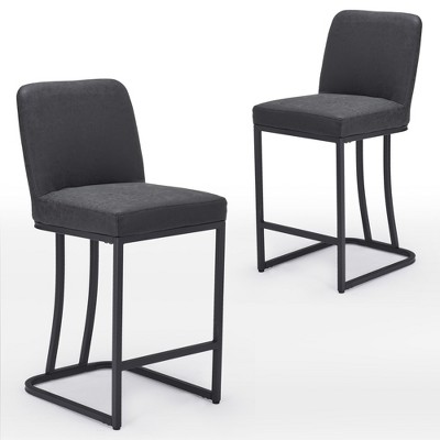 FURNIinspire Accent Chairs, Bar Stools Upholstered Counter Height Chairs Barstools for Kitchen Island, Black, 17.5"*15.4"*35"