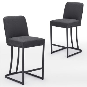 Bencmate Accent Chairs, Bar Stools Upholstered Counter Height Chairs Barstools for Kitchen Island, Black, 17.5"*15.4"*35" - 1 of 4