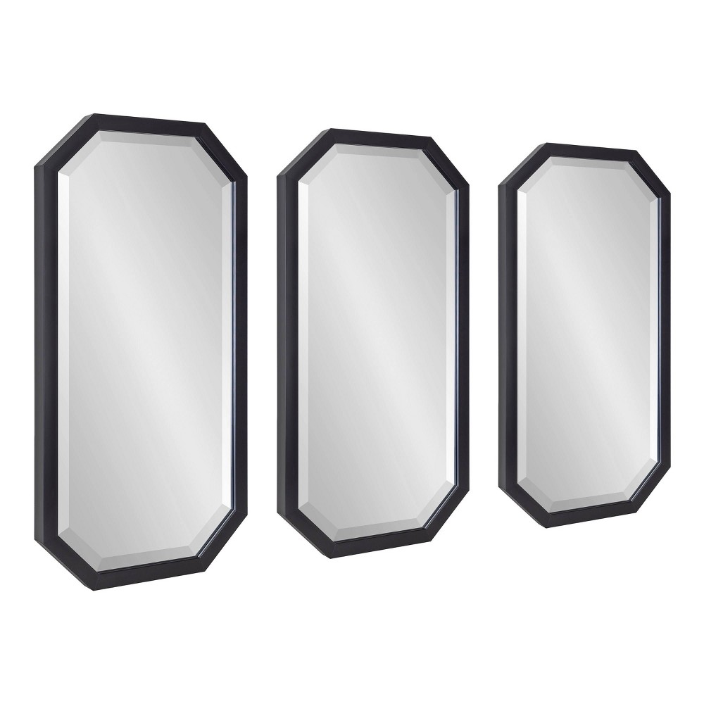 Photos - Wall Mirror 3pc Laverty  Set Black - Kate & Laurel All Things Decor: Octago