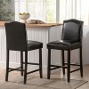 Set of 2, 27" Upholstered Counter Height Barstools with Nailhead Trim, Brown and Walnut, PU - 4 of 4
