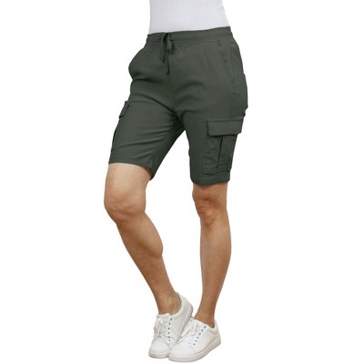 Galaxy By Harvic Women's Loose Fit Super Flex Stretch Cargo Jogger Shorts