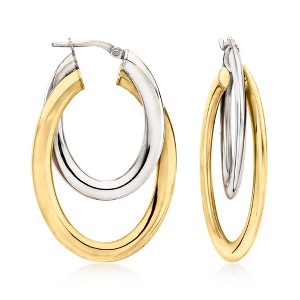 Ross-Simons Italian Sterling Silver and 18kt Gold Over Sterling Double-Hoop Earrings - 1 of 3