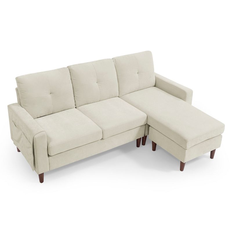 80" Convertible L-Shaped Sectional Sofa with Rubberwood Legs, Removable Cushions and Pockets - ModernLuxe, 4 of 13