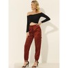INSPIRE CHIC Women's Satin Drawstring Elastic High Waist Shiny Silky Cargo Pants - 3 of 4