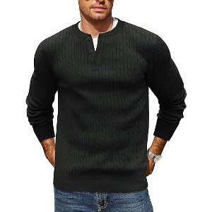 COOFANDY Men's Knit Henley Sweater Long Sleeve Button Down Fall Sweaters and Pullovers - 1 of 4