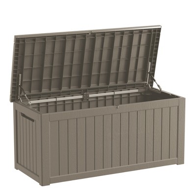 FURNIinspire Deck Boxes, Outdoor Storage Box with Waterproof Function for Gardening Tools, Pool Supplies, Patio Furniture, Brown, 57.87"*32.24"*33.66"