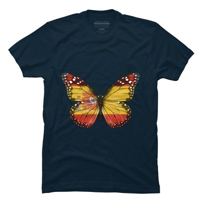 Men's Design By Humans Butterfly Flag Of Spain By GiftsIdeas T-Shirt