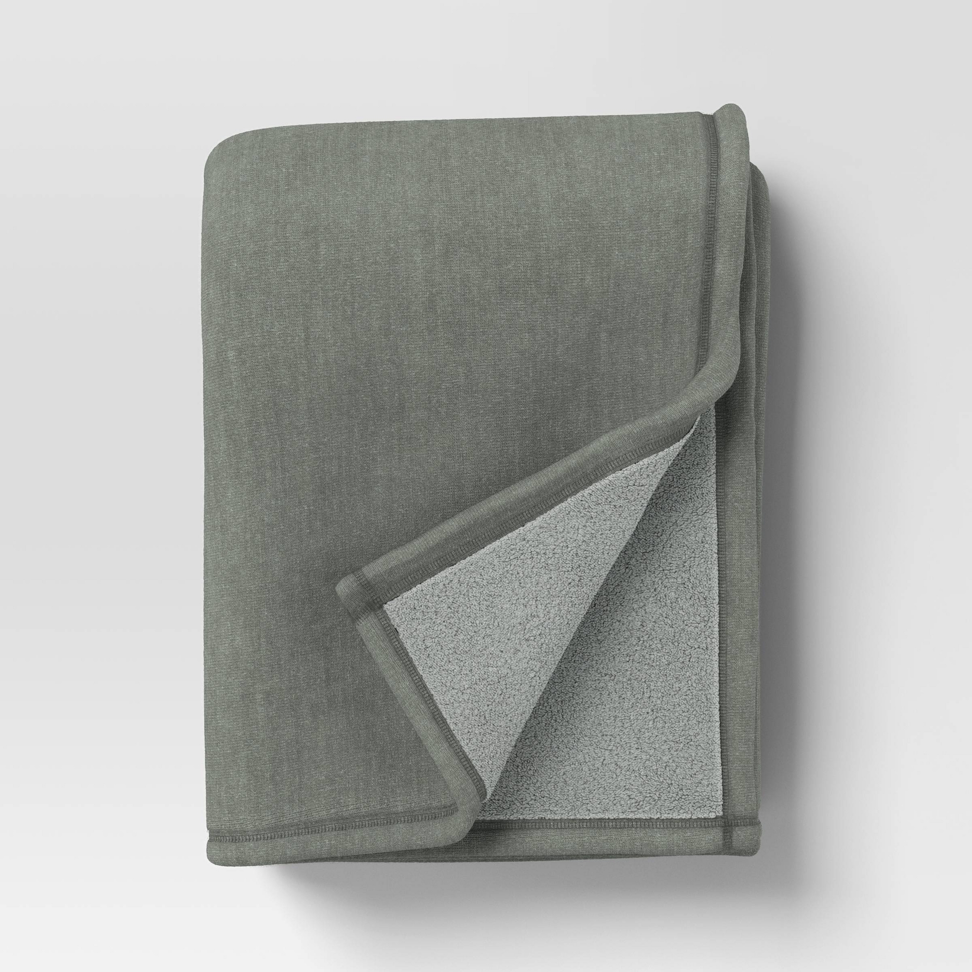Oversized Casual Chenille Throw with Faux Shearling Reverse Soft Green - Threshold™