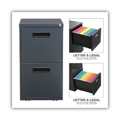 Charcoal 2-Drawer Mobile Steel File Cabinet with Lock
