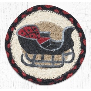 Earth Rugs Round Sleigh Rides Coaster 7"x7" – Durable Fabric for Drinks - 1 of 3