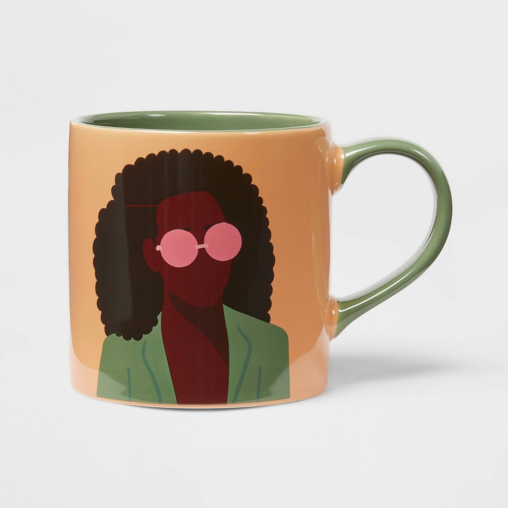 16oz Silhouette with Glasses Marilyn Mug Green/Pink - Room Essentials™ 2 count 
