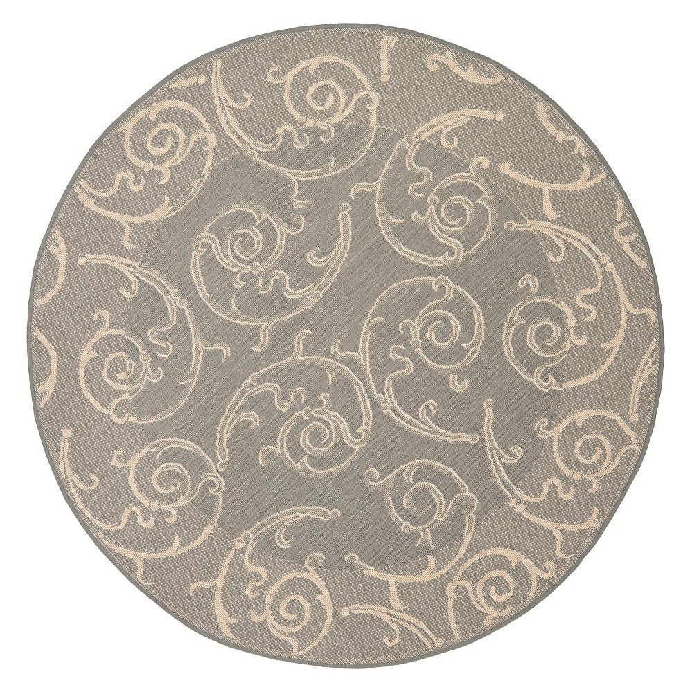 5'3in Round Pembrokeshire Patio Rug Gray/Natural - Safavieh