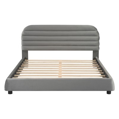 GDFStudio Ford Queen Size Tufted Velvet Upholstered Platform Bed with Adjustable Back Height