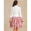 Allegra K Women's Chiffon V Neck Contrast Panel Work Jacket Dress Suit Set 2 Pcs - 4 of 4