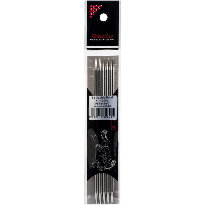 ChiaoGoo Double Point Stainless Knitting Needles 6" 5/Pkg-Size 6/4mm, 1 of 4