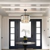 ALOADECOR Matte Black Coastal Natural Capiz Round Chandelier 5-Light Modern Pendant Fixture for Living Room and Dining Room - 2 of 4