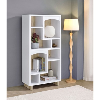 TOAOTBNBO Open Bookcase Storage Organizer, Dsiplay Bookshelves with 8 Open Compartments, Rustic and Modern Book Shelf for Living Room, White
