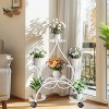 Artloge 6 Flower Pots Metal Display Rack White Plant Stand Garden Decor Shelf with Rolling Wheels for Balcony Decor - 3 of 4