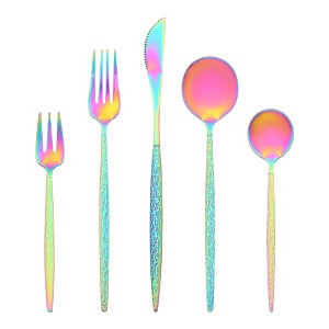 REGALWOVEN Stainless Steel Mirror Polished Flatware with Knife Spoons and Forks Set Silverware Set 20 Pcs - 1 of 4