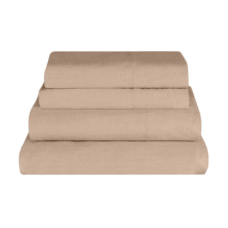Cotton Linen Garment Washed Deep Pocket Luxury 4 Piece Bed Sheet Set by Blue Nile Mills, 1 of 8