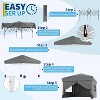 10'x10' Easy Pop Up Tent With 4 Detachable Window - Waterproof Portable Canopy With Carry Bag & Guy Lines for Camping, Outdoor Parties, Grey - 4 of 4