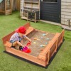 VEVOR Wooden Sandbox, 52.4 x 47.2 x 16.9 in Sand Box, Sand Pit with Foldable Bench Seats and Bottom Liner, Gift for Boys Girls Ages 3-12 - 2 of 4