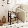 ResenkosSofa Table, End Table, Side Table,24 Inch 2-Tier Square Glass Coffee Table Center Table with Storage Shelf-Brown - 3 of 4