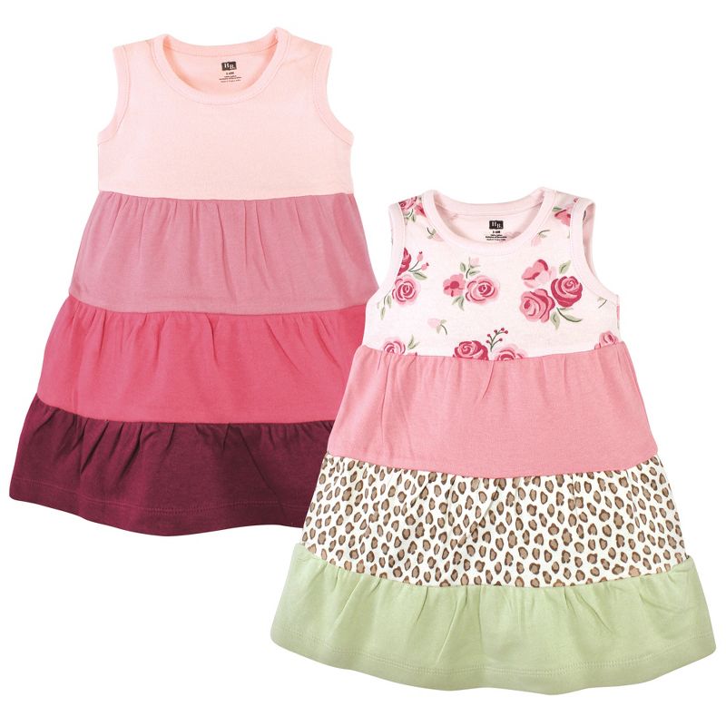 Hudson Baby Baby Girls Cotton Dresses, Blush Rose Leopard, 1 of 5
