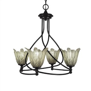 Toltec Lighting Capri 4 - Light Chandelier in  Dark Granite with 7" Vanilla Leaf Shade - 1 of 1