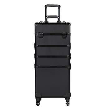 Homcom Rolling Makeup Train Case, Large Storage Cosmetic Trolley, Lockable  Traveling Cart Trunk With Folding Trays, Swivel Wheels And Keys, Silver :  Target