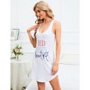 Women Tank Sleep Dress Sleeveless Lace Back Nightgowns Comfy Sleepshirt Cute Printed Sleepwear Sexy Crossover Sleep Dress - 3 of 4
