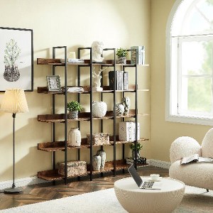 NicBex Vintage 5-Tier Bookshelf, Industrial Open Shelf Bookcase, Metal Frame Storage Bookshelf with Anti-Fall Design, Home Office Open Bookshelf - 1 of 4