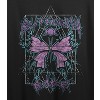 Distressed Metal Butterfly Crew Neck Short Sleeve Women's Black Crop T-shirt - image 2 of 3