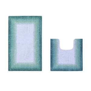 Torrent Collection 2 Piece 100% Soft Cotton Tufted Weave Bath Rug Set, Ombre Pattern, Super Soft & Absorbent, Machine Washable Bathroom Mats - 1 of 4