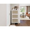 TIRAMISUBEST White Rattan 3-Door Shoe Rack, Modern Entryway Organizer with Metal Legs - 2 of 4