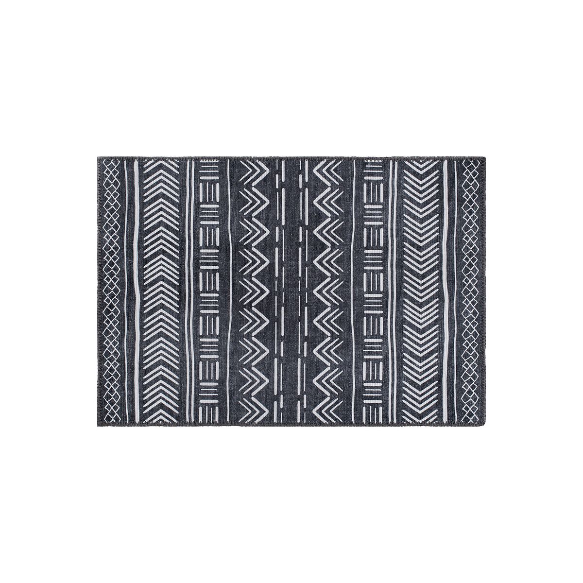 World Rug Gallery Contemporary Geometric Bohemian Machine Washable Area Rug: Stain-Resistant, Flat Pile