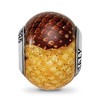 Black Bow Jewelry Brown, Yellow Glitter Overlay Glass & Sterling Silver Bead Charm, 15mm - 3 of 4