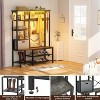 Aheaplus Hall Tree with Fabric Storage Basket, Coat Rack Shoe Bench with side Hook, 6 In 1 Coat Rack with LED light - 4 of 4